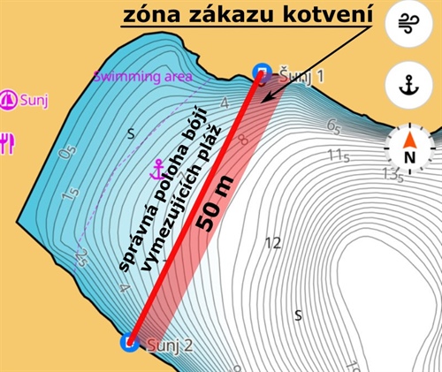 Zákon a pořádek na Lopudu: čluny kotví přímo u bójí pláže Šunj